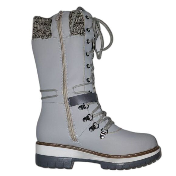 JcBaby Women's Grey Lace-up Calf-High Snow Boots 7.5 - Picture 2 of 10